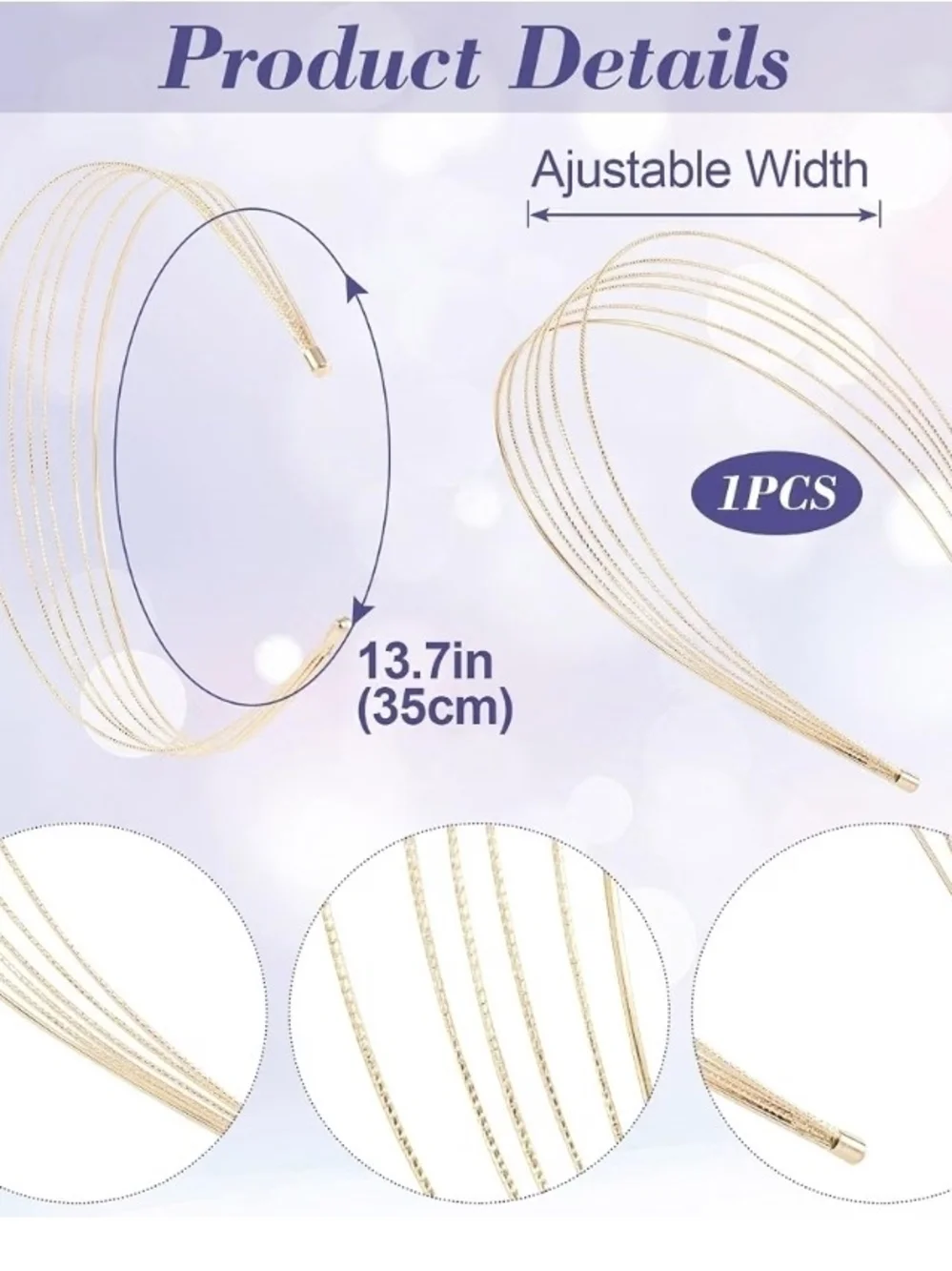 Gold Multi-Band Women’s Headband - Elegant Layered Design BNIB